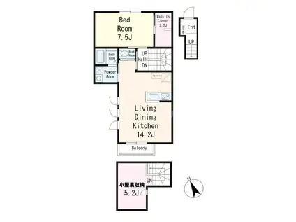 市川市鬼高2丁目PJ(1LDK/2階)の間取り写真