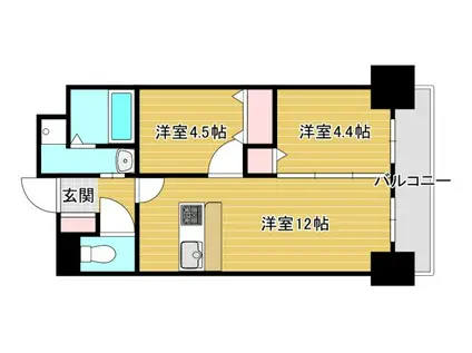 イルミナル グランデ(1SLDK/2階)の間取り写真