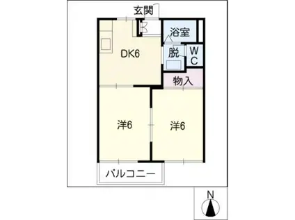 クレスト91(2DK/2階)の間取り写真