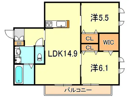 へーベルメゾン西明石II(2LDK/2階)の間取り写真
