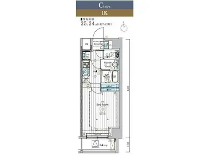MAXIV浅草MIRAIS(1K/6階)の間取り写真