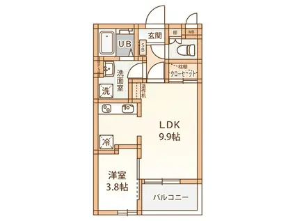 グランデえちごや(1LDK/4階)の間取り写真