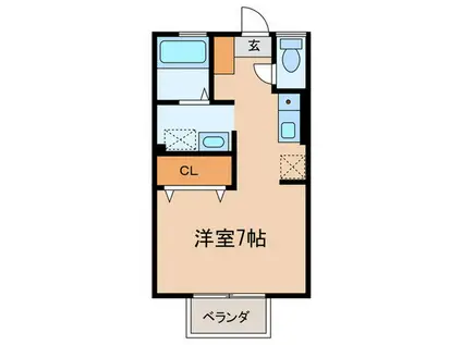 アミティエ三生園(ワンルーム/2階)の間取り写真