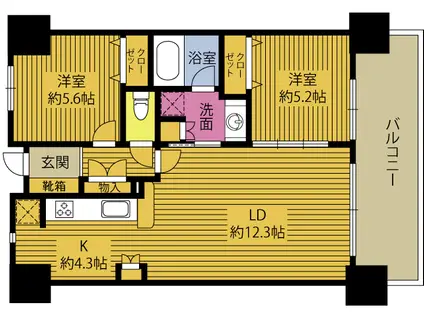 グラディス大分駅前(2LDK/10階)の間取り写真