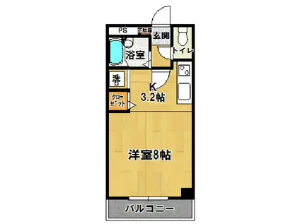 平砂マンション(1K/3階)の間取り写真