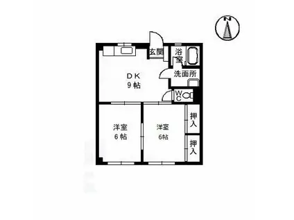 コーポナイトウ(2DK/2階)の間取り写真