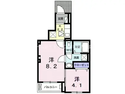 マンス シャン(2K/1階)の間取り写真