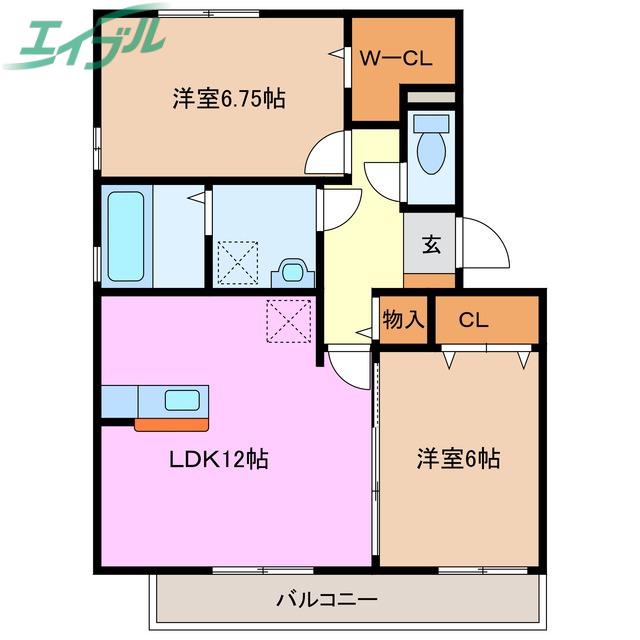 リヴィエール プレ(2LDK/1階)の間取り写真