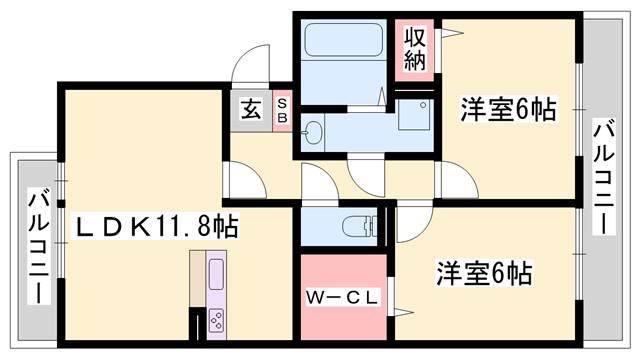 プリンシプルIII(2LDK/3階)の間取り写真