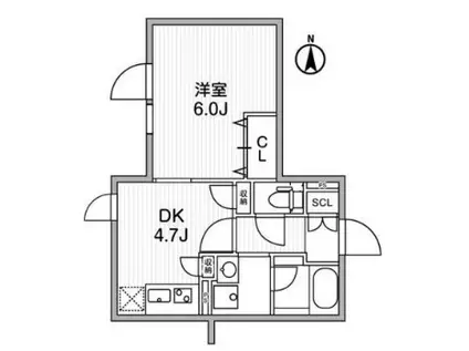 LEGALAND神楽坂(1DK/4階)の間取り写真