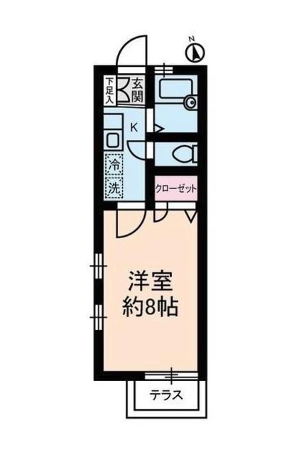 ベルクハイム(1K/1階)の間取り写真