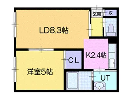 グランディール(1LDK/4階)の間取り写真
