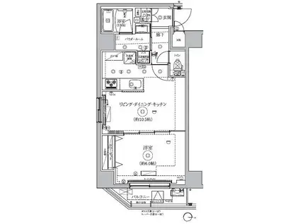 RELUXIA両国緑4丁目(1LDK/5階)の間取り写真