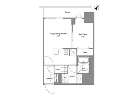 オープンブルーム伊勢佐木町(1LDK/5階)の間取り写真