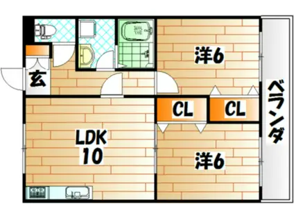パインコート松籟通(2LDK/3階)の間取り写真