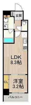 フロンティアタワー九条II(1DK/6階)の間取り写真