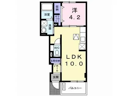 グラチチュードI(1LDK/1階)の間取り写真
