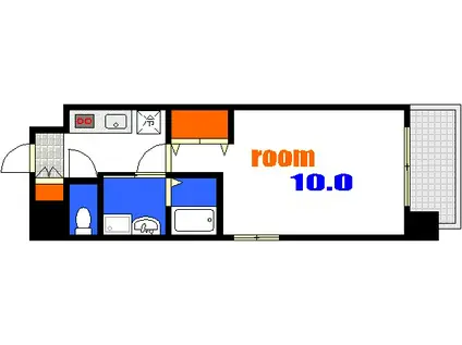 フジタワーマンション(1K/7階)の間取り写真