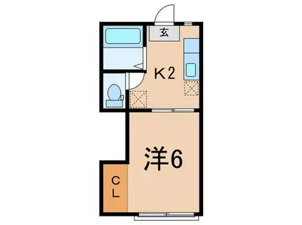 メゾンブルーエ(1K/1階)の間取り写真