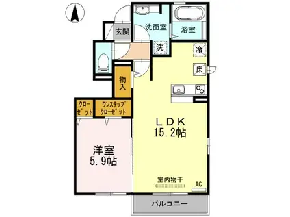 グランボヌールE(1LDK/1階)の間取り写真