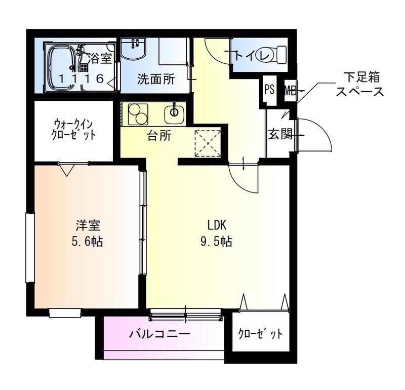 フジパレス今川公園東III番館(1LDK/2階)の間取り写真