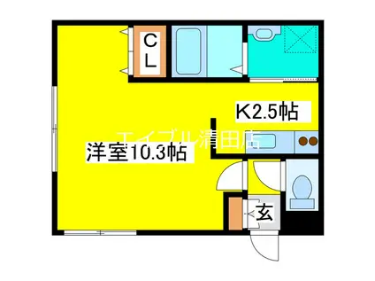 CASA清田(1K/3階)の間取り写真