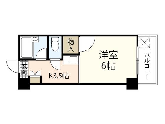 ソアール矢野(1K/3階)の間取り写真