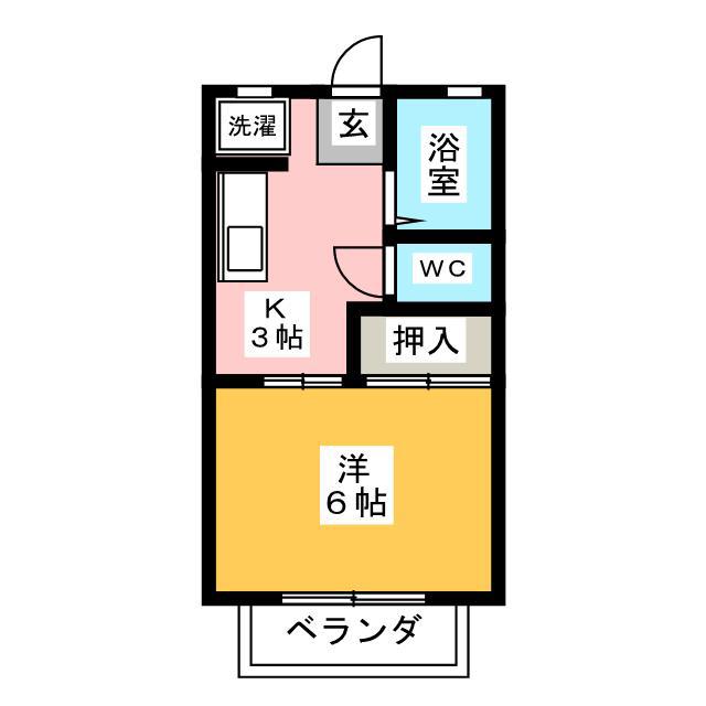 シャルマン箕田(1K/1階)の間取り写真