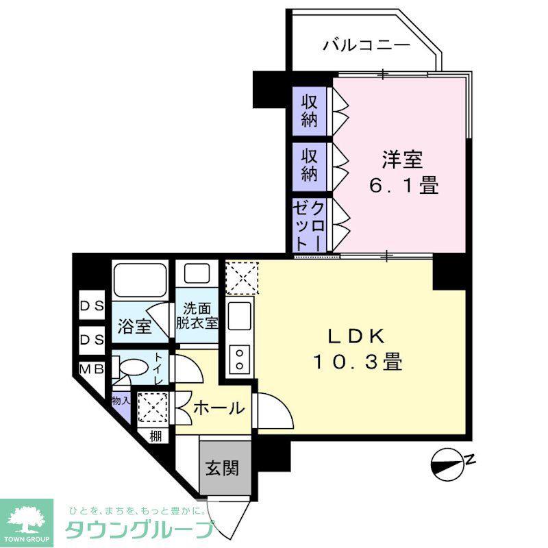 チュリス氷川坂(1LDK/2階)の間取り写真