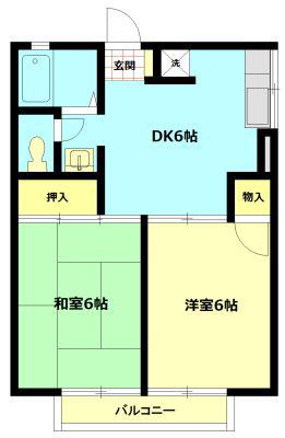 ハイツフヨウC(2DK/2階)の間取り写真