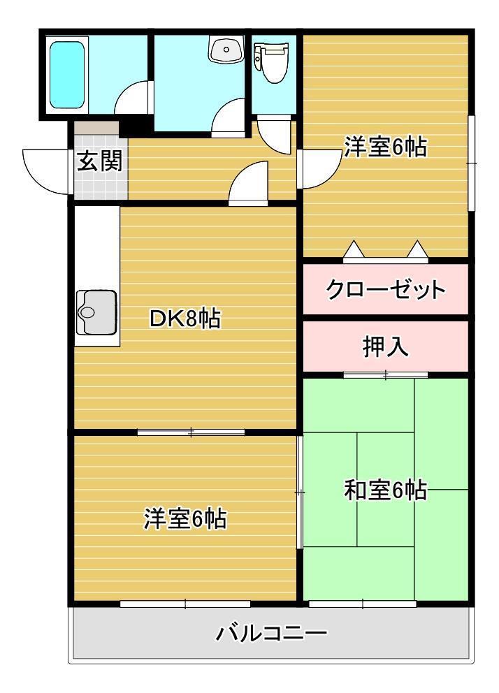 輝洋ハイツ(3DK/1階)の間取り写真