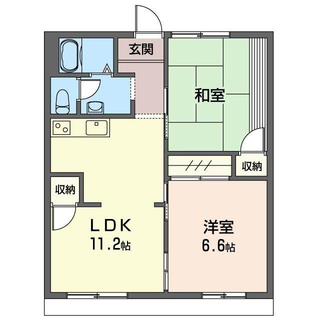 ドゥ・ルミエール(2LDK/1階)の間取り写真