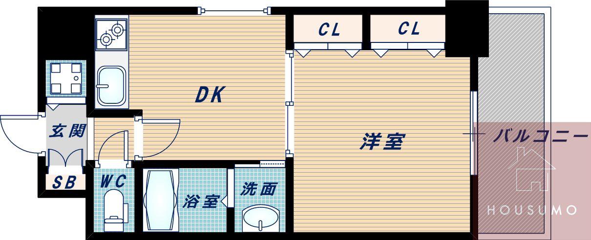 プルミエール江坂(1DK/9階)の間取り写真