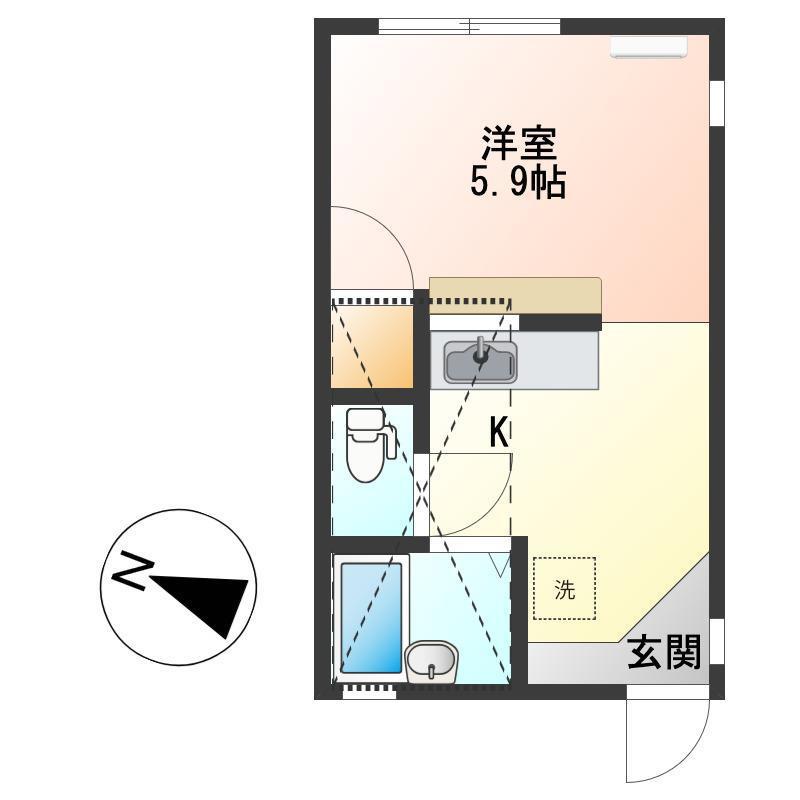 メイプル(1K/2階)の間取り写真