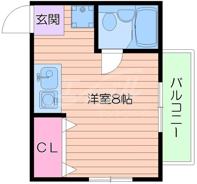 津島ハイツII(ワンルーム/2階)の間取り写真