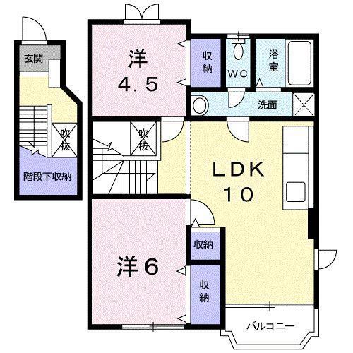 ヴィラわかば(2LDK/2階)の間取り写真