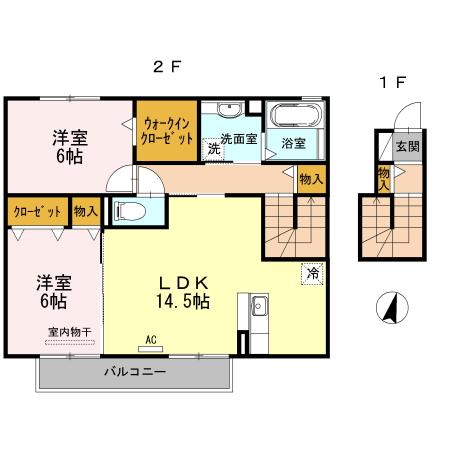 ヴィーブルハウス(2LDK/1階)の間取り写真