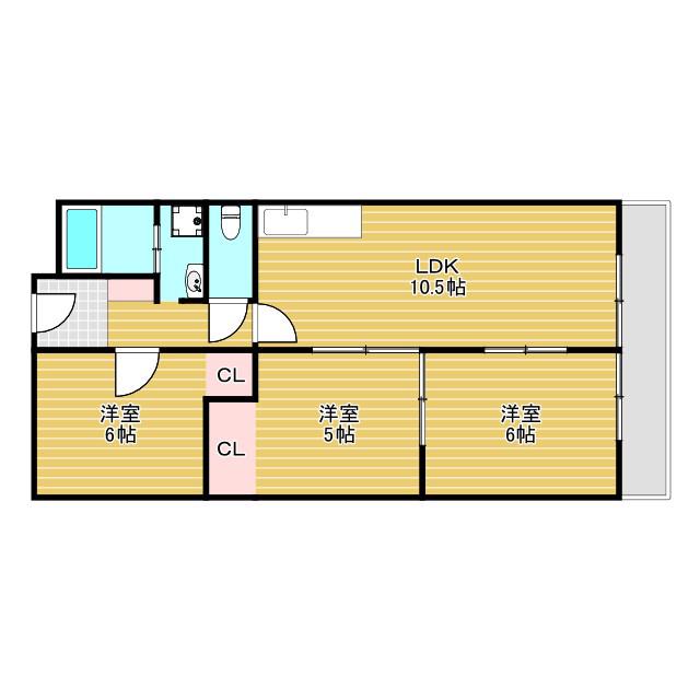 グリーンハイツ利倉(3LDK/3階)の間取り写真