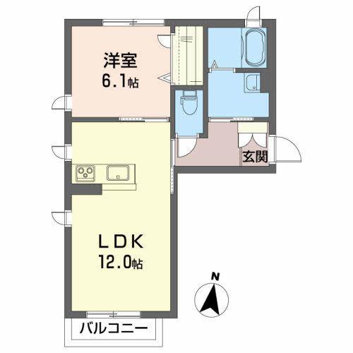 シャーメゾン SK サウス(1LDK/2階)の間取り写真