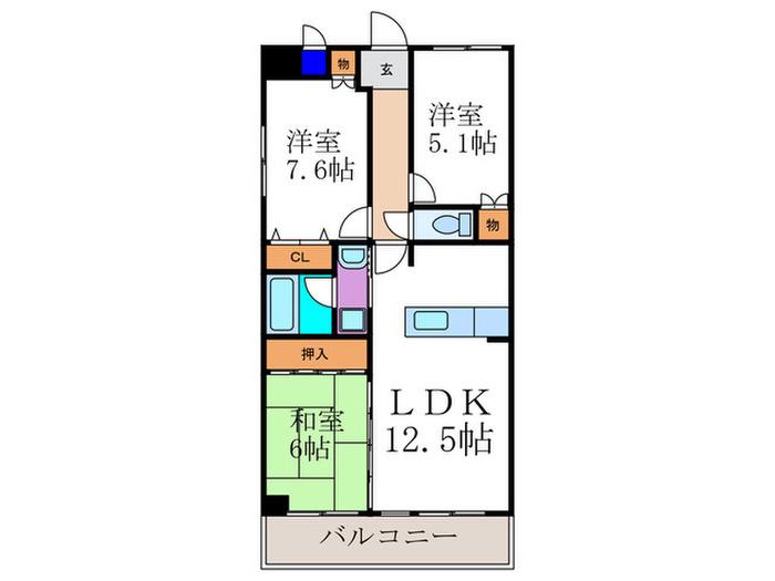 リバティースクエア(3LDK/3階)の間取り写真