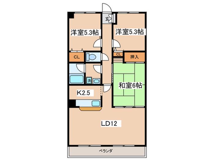 ビラ玉川学園台(3LDK/3階)の間取り写真