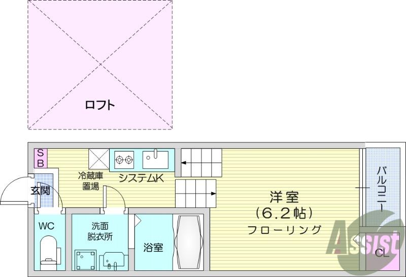 カムリ―ハイツ(1K/1階)の間取り写真