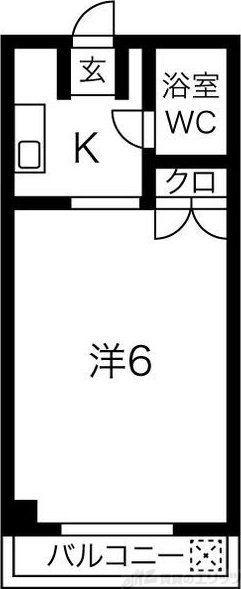 ゼウス千里山(1K/2階)の間取り写真