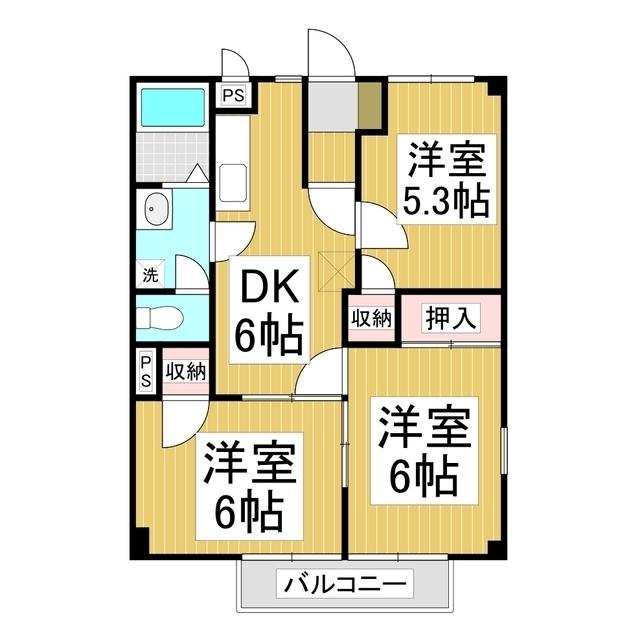 セトル A(3DK/2階)の間取り写真
