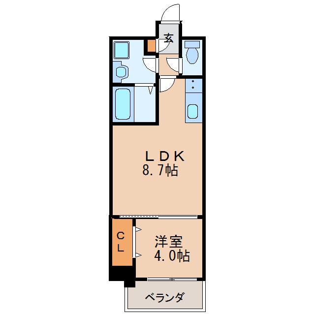 TQレジデンス名古屋錦(1LDK/7階)の間取り写真