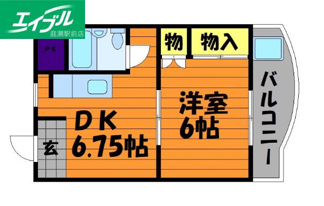 倉敷サンコーポ(1DK/3階)の間取り写真