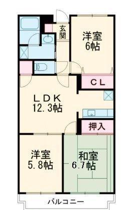パークレーン(3LDK/5階)の間取り写真