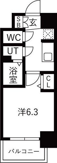 ララプレイス難波メティス(1K/3階)の間取り写真