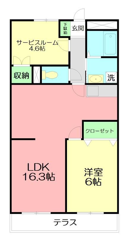 サニーレジデンス平塚I(1SLDK/2階)の間取り写真