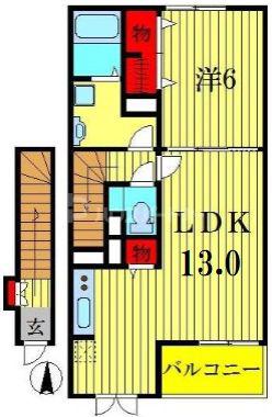 エクセレント ガーデン(1LDK/2階)の間取り写真